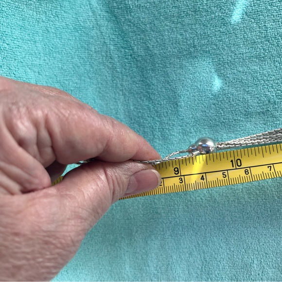 What a Fun Chain Necklace! Stunning 925 Earrings. 19” Necklace with 8”Fringe. - Picture 6 of 7